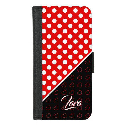 Lara _ Name Template Striking Red And Black iPhone 87 Wallet Case