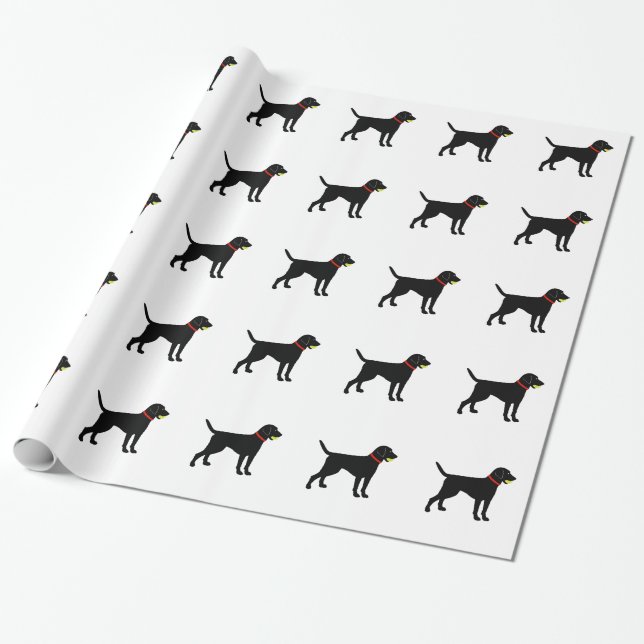 Larador Fetch, Black Lab play ball Wrapping Paper (Unrolled)