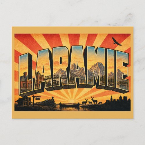 Laramie Wyoming Depot Mountains Alpine Art Postcard