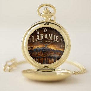 Laramie Wyoming Rocky Mountain Town Pocket Watch