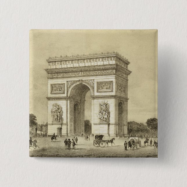 L'Arc de Triomphe, Paris, engraved by Auguste Bry Pinback Button (Front)