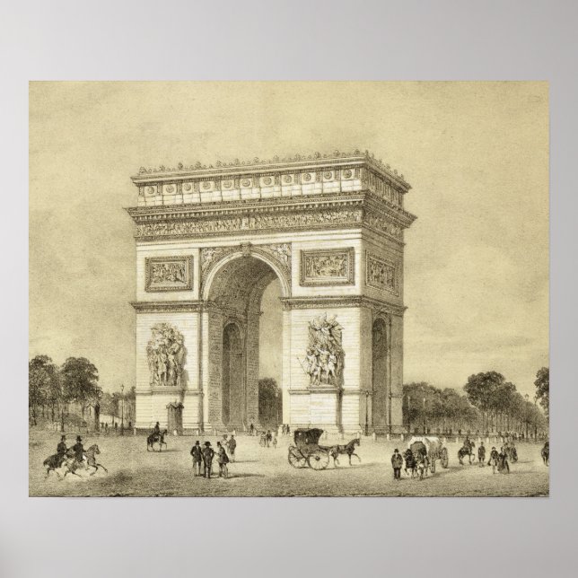 L'Arc de Triomphe, Paris, engraved by Auguste Bry Poster (Front)