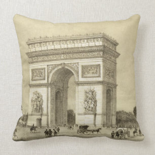L'Arc de Triomphe, Paris, engraved by Auguste Bry Throw Pillow