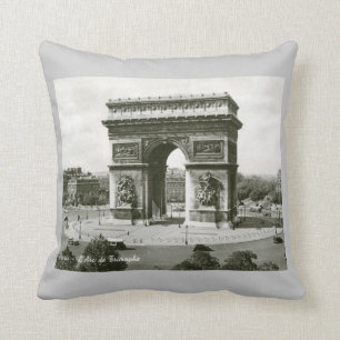 L'Arc de Triomphe, Paris France Vintage Throw Pillow