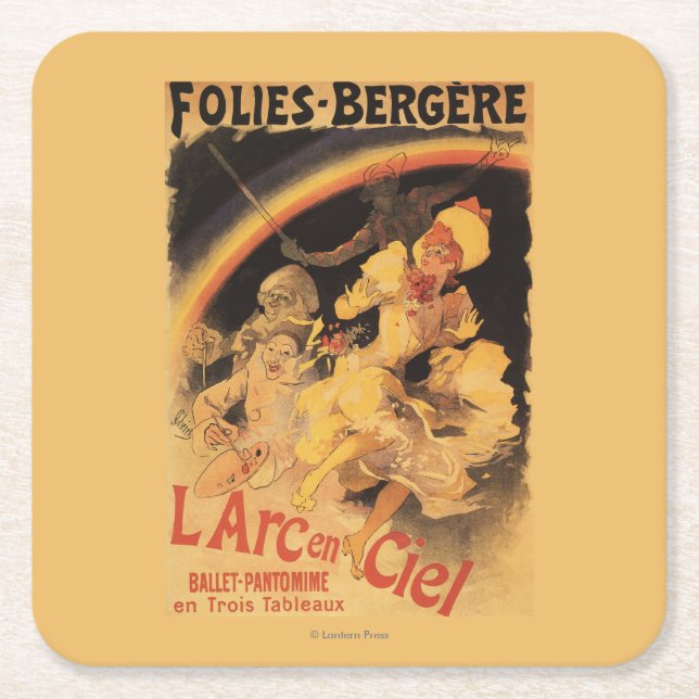 L'Arc-en-Ciel Ballet at Folies-Bergere Square Paper Coaster (Front)