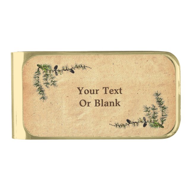 Larch Branch Gold Finish Money Clip (Front)