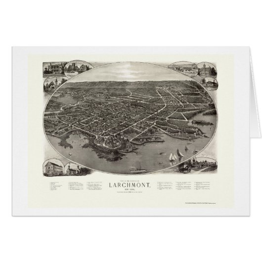 Larchmont, NY Panoramic Map - 1904 Cards (Front Horizontal)