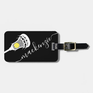 Larcrosse Stick Personalized Monogram Black White Luggage Tag