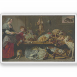 Larder Still Life with Housekeeper and Young Boy Sticker