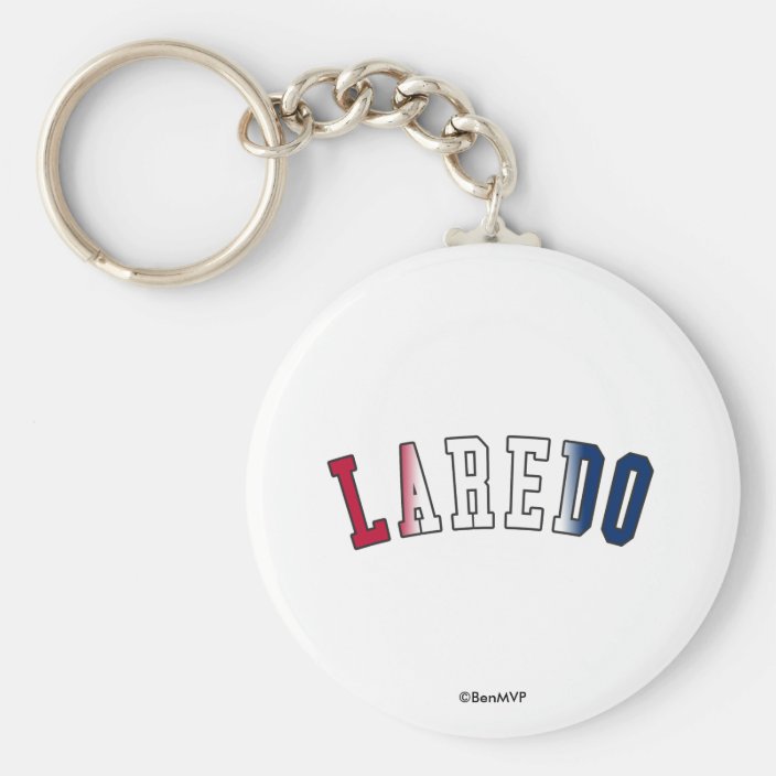 Laredo in Texas State Flag Colors Keychain