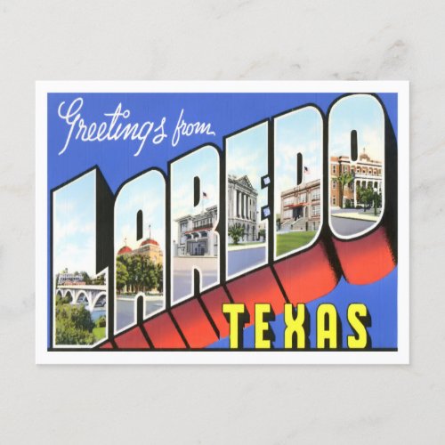 Laredo Texas Vintage Big Letters Postcard