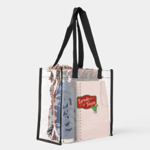 Laredo, Texas With Prickly Pear Cactus Clear Tote Bag