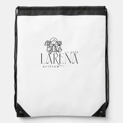 LARENA Artflow – Floral Logo Emblem Drawstring Bag
