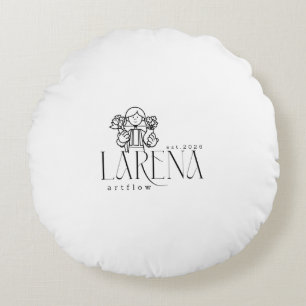 LARENA Artflow – Floral Logo Emblem Round Pillow