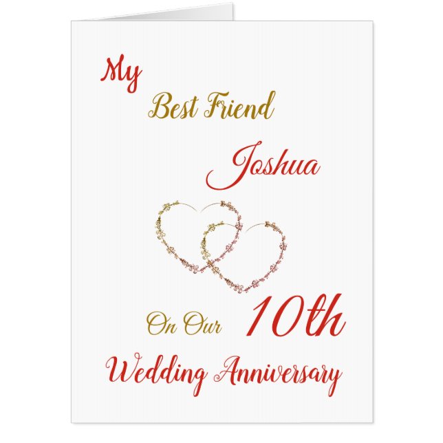 Large 10th Anniversary design greeting Card (Front)