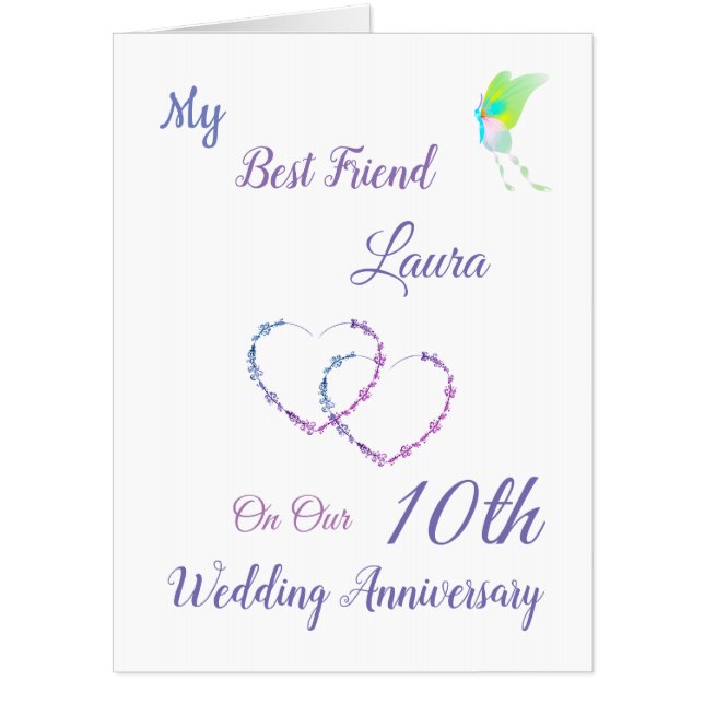 Large 10th Anniversary design greeting Card (Front)