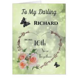 Large 10th Year Together Anniversary Greeting Card