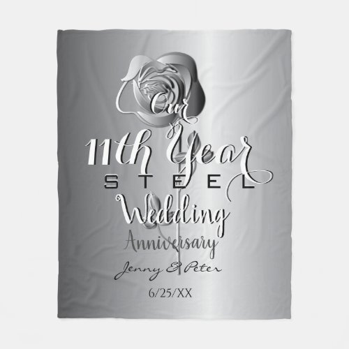 Large 11th Wedding Anniversary Steel Rose 