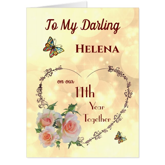 Large 11th Year Together Anniversary Greeting Card (Front)