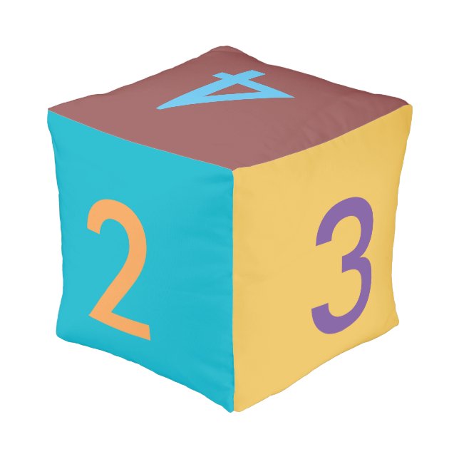Large 12 inch Multicolor Number Die Dice Pouf (Angled Back)