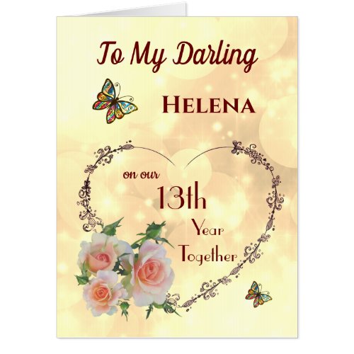 Large 13th Year Together Anniversary Greeting Card