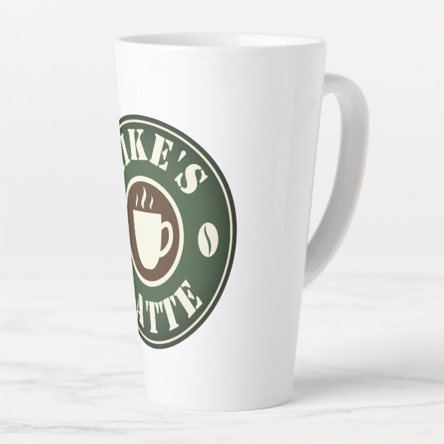 Large 17 ounce big latte mug with custom name (Right Angle)