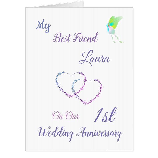 Large 1st Anniversary design greeting Card (Front)