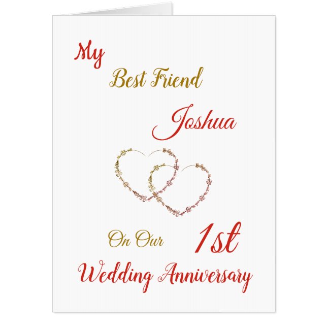 Large 1st Anniversary design greeting Card (Front)