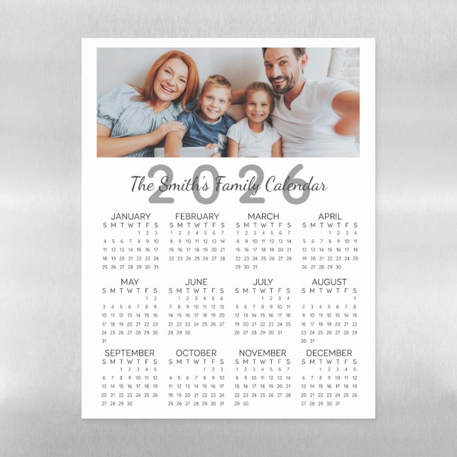 Large 2026 Magnet Calendar With Photo Magnetic Dry Erase Sheet (Vertical)