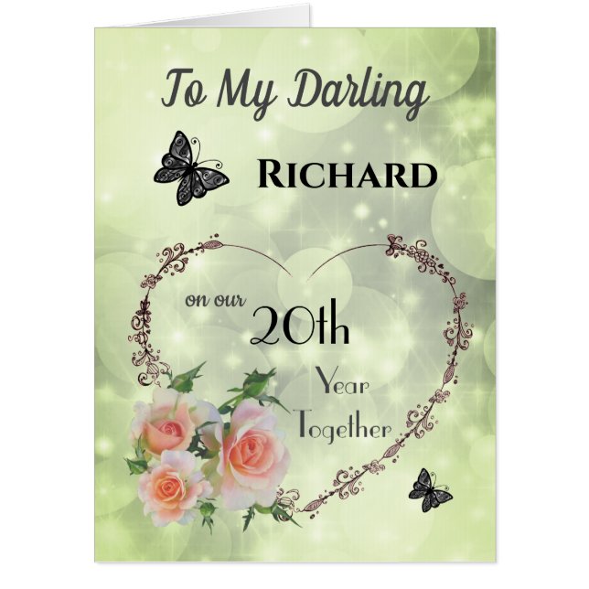 Large 20th Year Together Anniversary Greeting Card (Front)