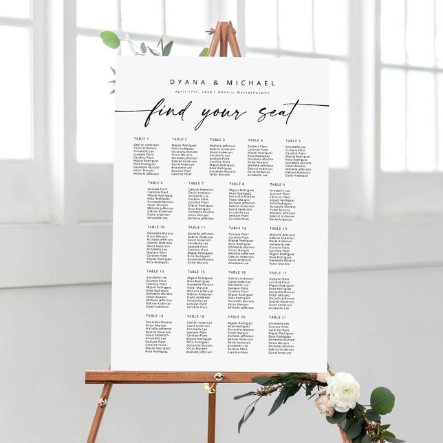 Large 21 Tables Find Your Seat Seating Chart Foam Board (Creator Uploaded)