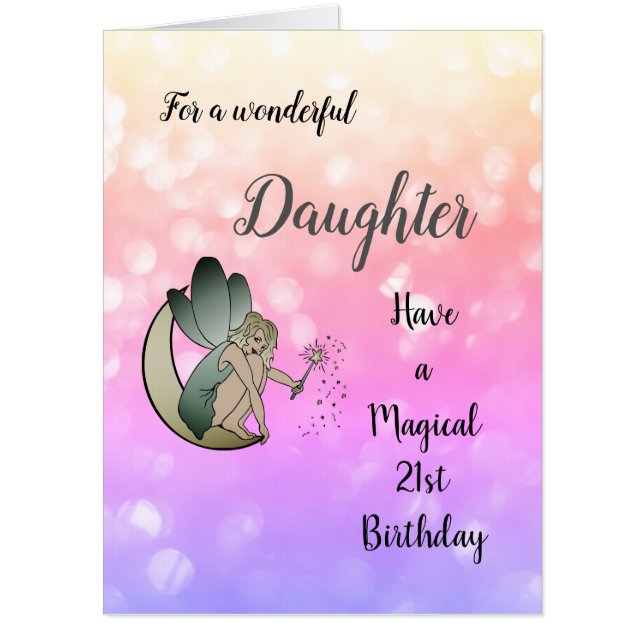 Large 21st Birthday Daughter Fairy design Card (Front)