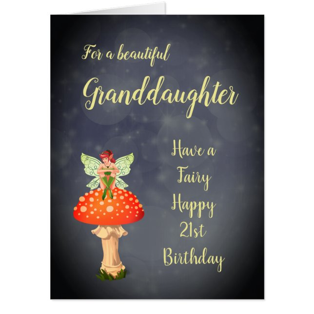 Large 21st Birthday Granddaughter Fairy design Card (Front)