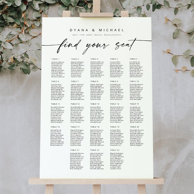 Large 23 Tables Find Your Seat Seating Chart Foam Board (Creator Uploaded)