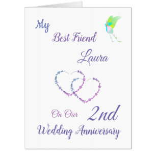 Large 2nd Anniversary design greeting Card