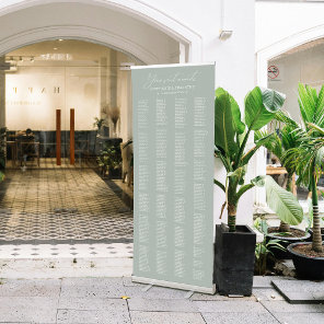 Large 400 Alphabetical Sage Green Wedding Seating Retractable Banner