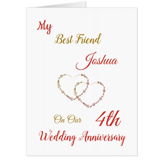 Large 4th Anniversary design greeting Card (Front)