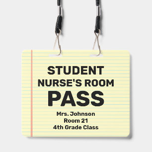 Large 4x5 Student Nurse's Room Pass Lanyard Badge