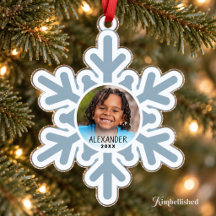 Large 5" Snowflake Photo Ornament Acrylic Cutout