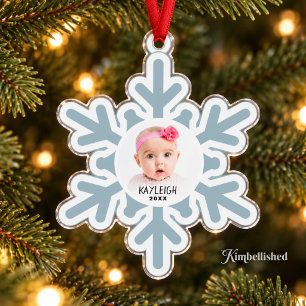 Large 5" Snowflake Photo Ornament Acrylic Cutout