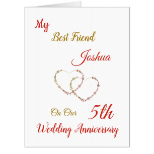 Large 5th Anniversary design greeting Card