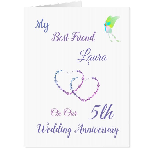Large 5th Anniversary design greeting Card (Front)