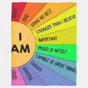 Large 60x80 Rainbow Positive Affirmation Kids Flee Fleece Blanket
