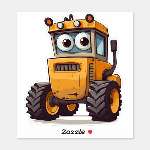 Large 6x6 Cute Tractor Sticker 