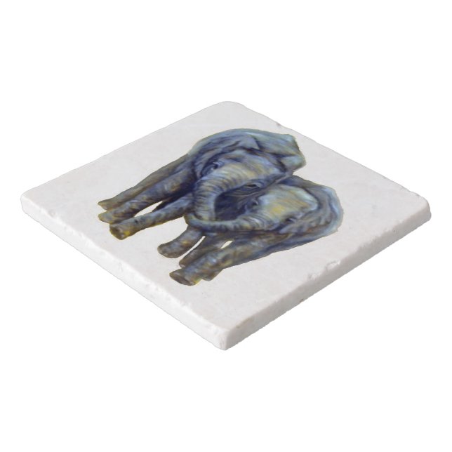 Large (6" X 6") Ceramic Elephant Tile Trivet (Corner)