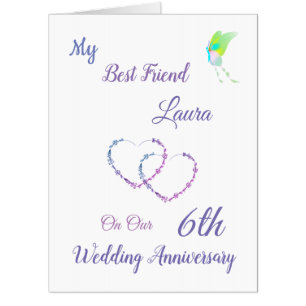 Large 6th Anniversary design greeting Card