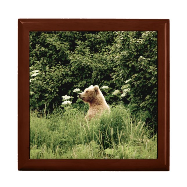 Large 7.125" Square w/6" Tile Gift Box, Golden Oak Jewelry Box (Front)