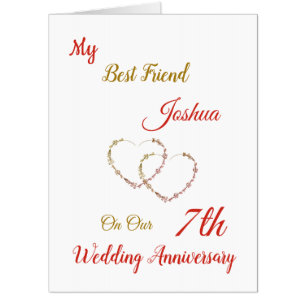 Large 7th Anniversary design greeting Card