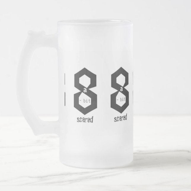 Large 8 a-Bit Scared Monochrome Mug (Left)