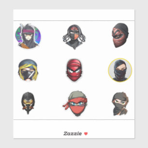 Large 8" x 8" Custom-Cut Vinyl Stickers,9pcs,ninja Sticker